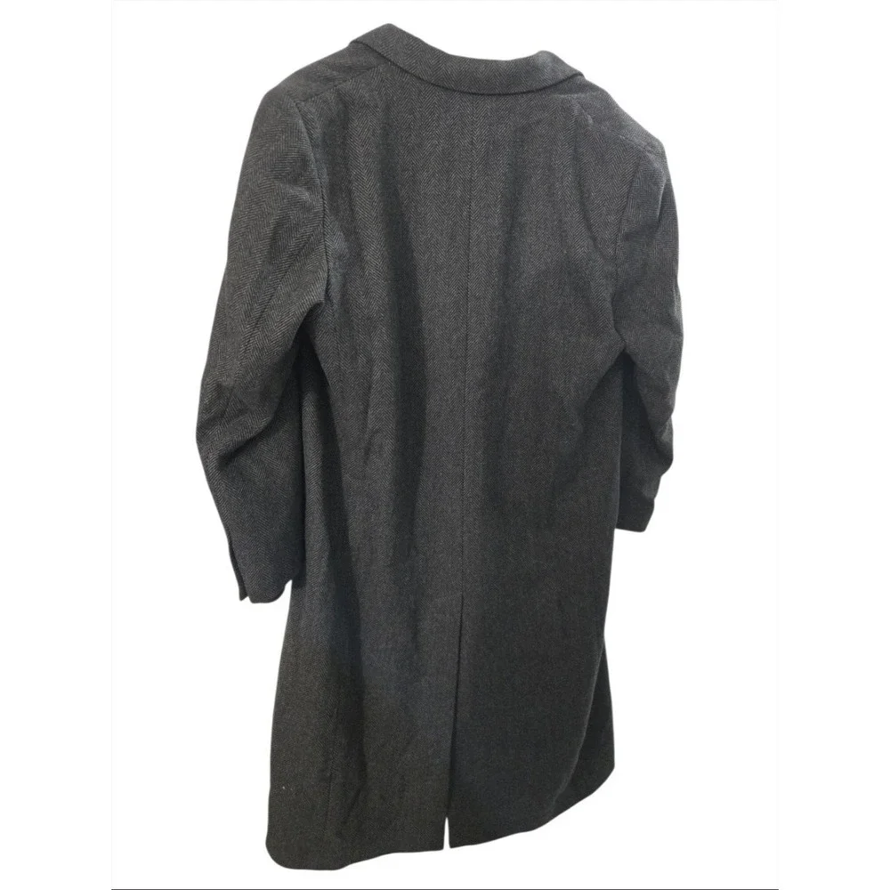 Chaps Ralph‎ Lauren Overcoat Mens 42R Gray Herringbone 100% Wool Trench Coat...